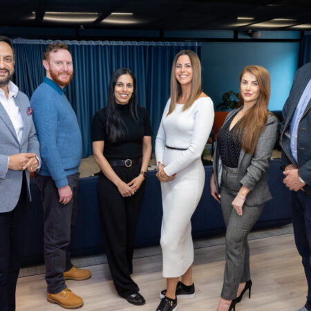 L-R: Mo Isap (IN4), Lewis Crowe (GMCC), Reet Sercombe (GMCC), Laura Cleverley (IN4), Amy Boland (IN4) and Wayne Jones (GMCC Chairman)